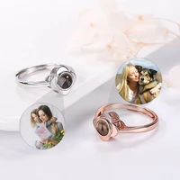 dascusto new ring custom adjustable photo projection ring 925 silver four leaf clover personalized picture rings for women gift