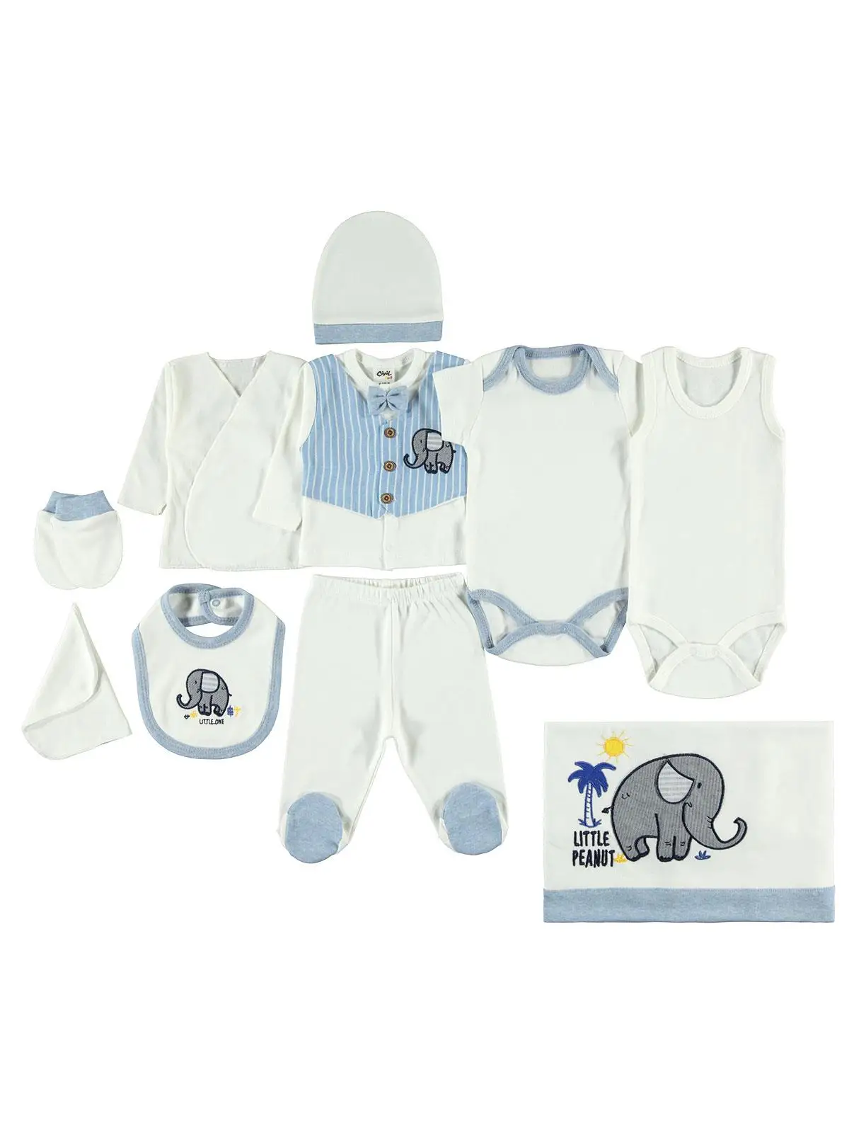 

Civil Baby Boy 10 Pieces Combed Cotton Bodysuit Newborn Blue Color Cotton 100%