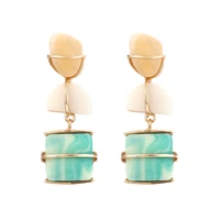 za new vintage geometric metal semi precious stones earrings fashion gold color alloy dangle earrings for women jewelry