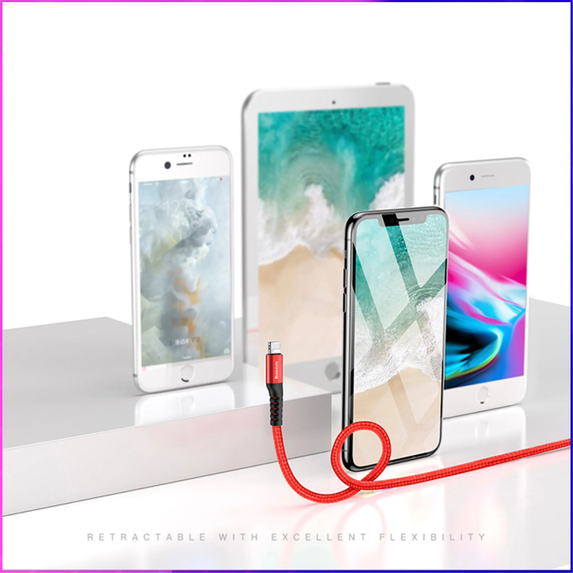 Baseus Fish eye Spring Data Cable Lighting кабель для телефона зарядка автомобиля максимально