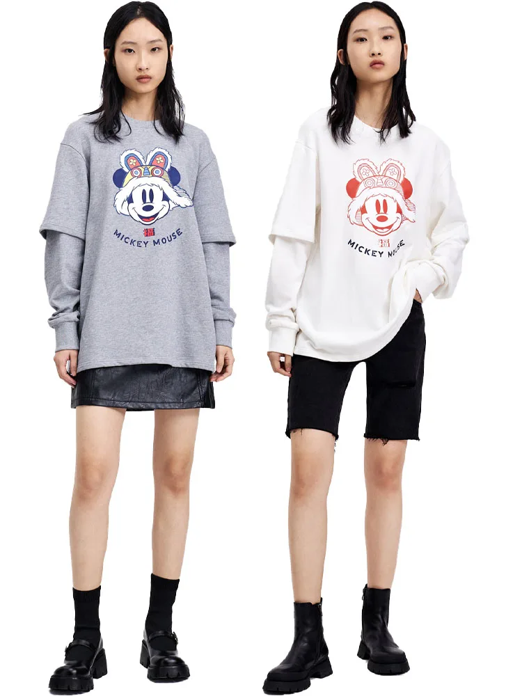 

2022 Spring New Products Women's Wild Casual Fake Two Piece Round Neck Cartoon Anime Printed Sweatshirt