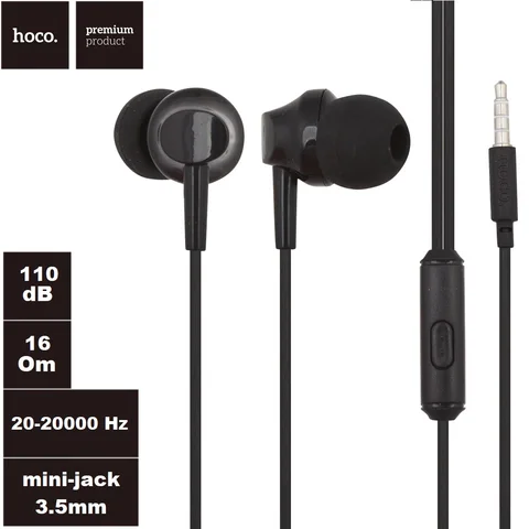 Гарнитура HOCO M14 Inital Sound Universal Earphones With Mic вставная проводная стерео (черная)