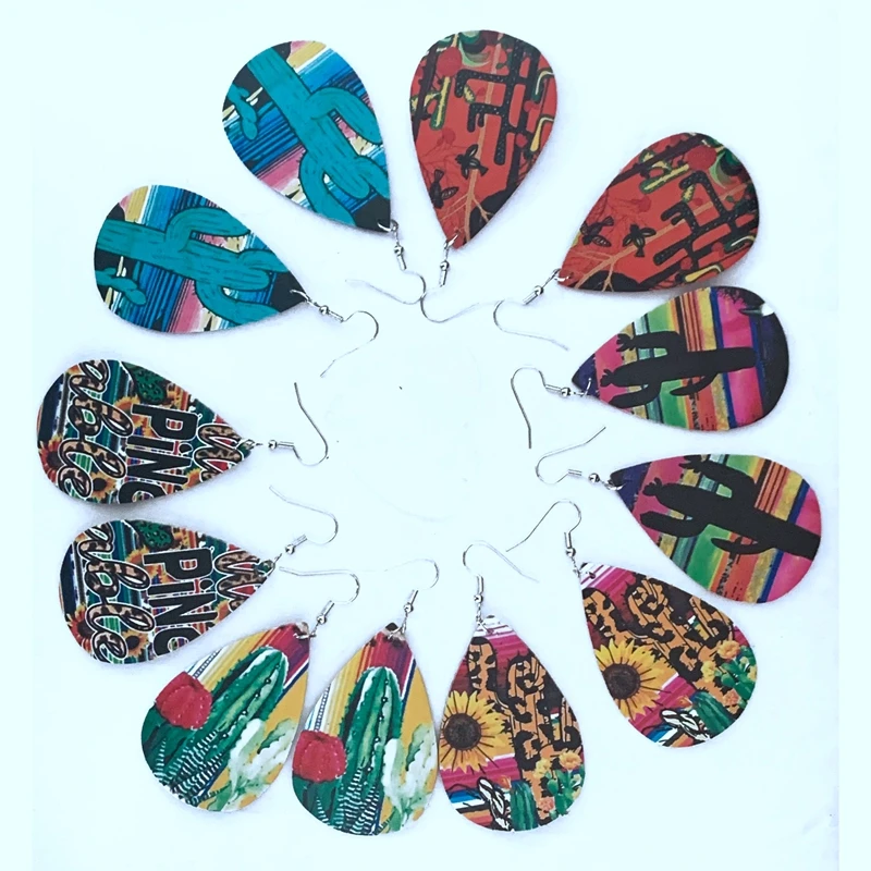 Серьги-гвоздики женские Мятные с подсолнухами и кактусами | Украшения аксессуары