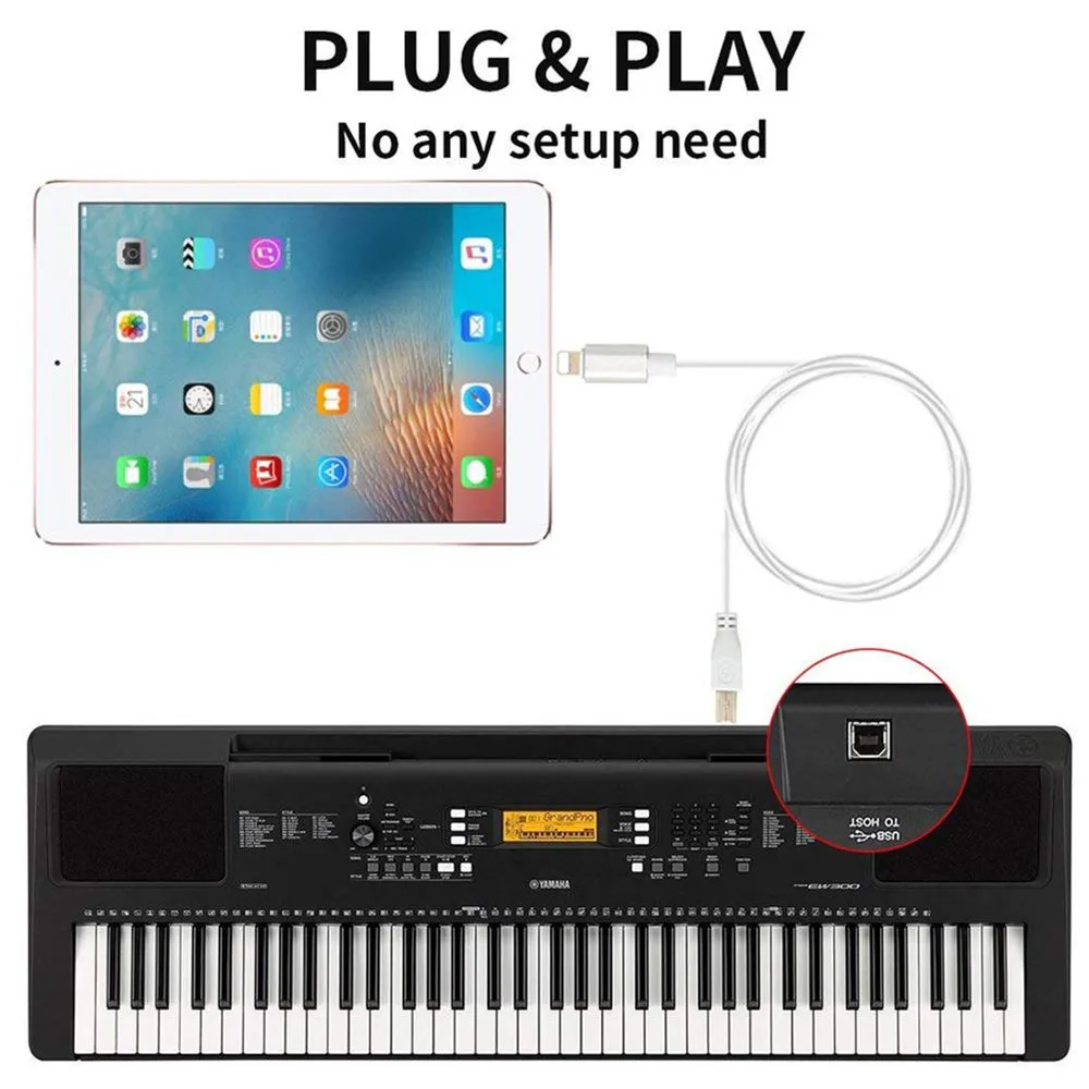 Type B MIDI Cable USB Converter For iPhone iPad Piano Keyboard Audio Interface Casio Yamaha Compatible With iOS 10.3.2 |