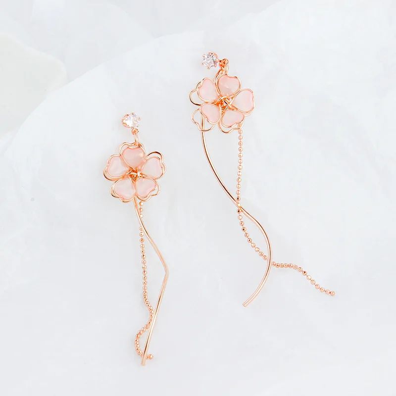 Женские вишневые серьги-подвески