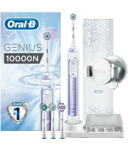 

Электрическая перезаряжаемая зубная щетка Oral-B Genius 10000N, дизайн Braun, фиолетовый цвет