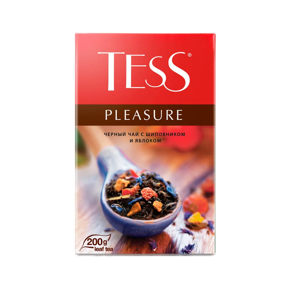Tess Pleasure Чай листовой черный с шиповником и яблоком 200 г |