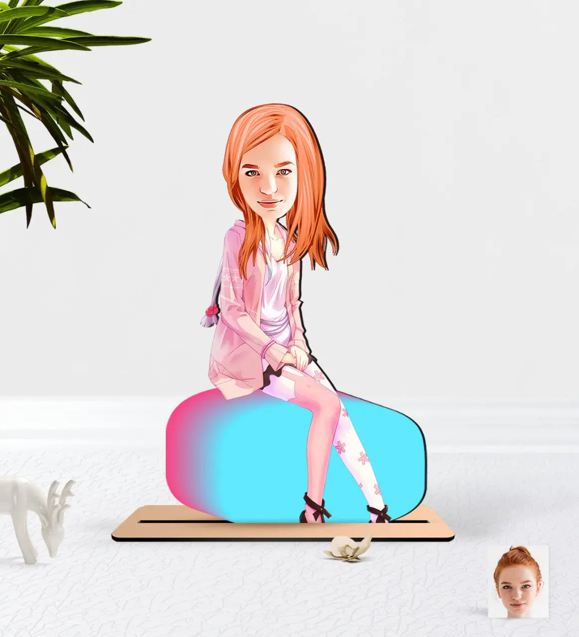 

Персонализированная Женская карикатура деревянного Biblo-32