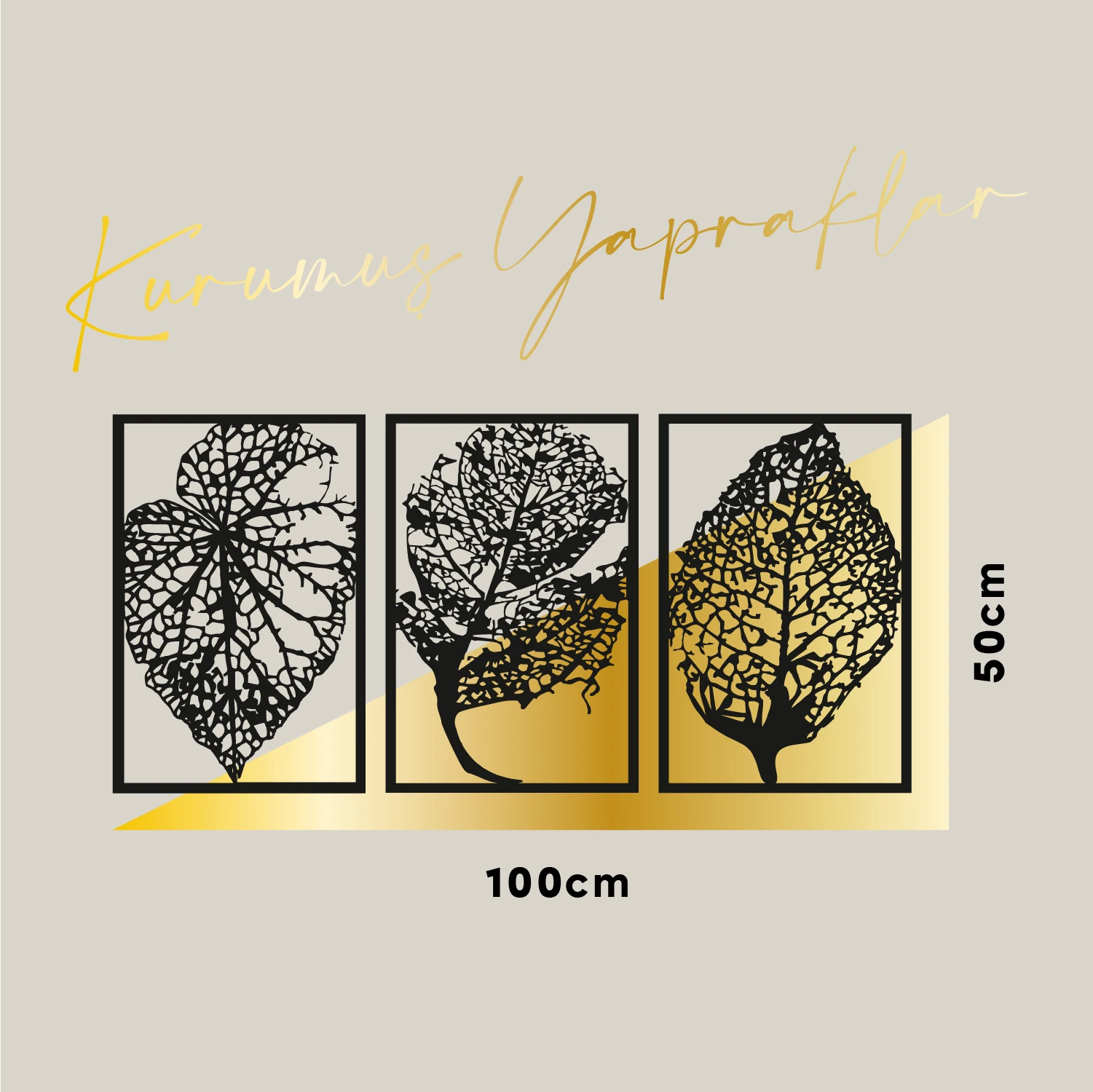Деревянный настенный стол черного цвета 3 шт. сушеные листья Роскошный домашний