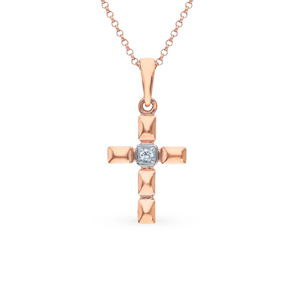 Золотая подвеска с бриллиантом SUNLIGHT проба 585|Подвески| |