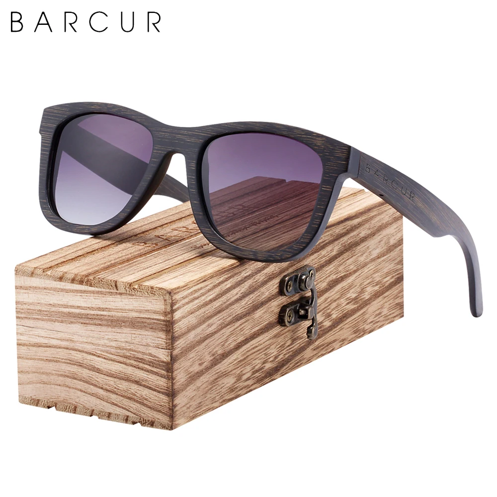 

BARCUR Brand Design Black Bamboo Women Sunglasses Wood Fashion Polarized Men Sun Glasses Wooden UV400 Frame