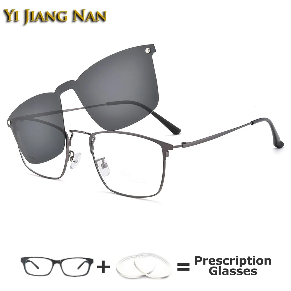

Прозрачные линзы по рецепту Gafas солнцезащитные очки с магнитным зажимом Мужские квадратные очки с полной оправой оптические очки для вожде...
