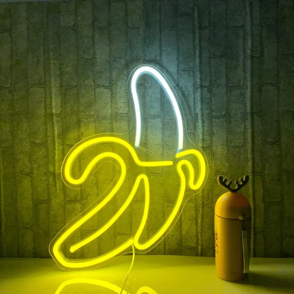 Banana Neon Light Sign Custom Neon Lights For Bedroom Wall Art Indoor LED Sign For Kids Room Decor Club Gameroom Decoration Lamp