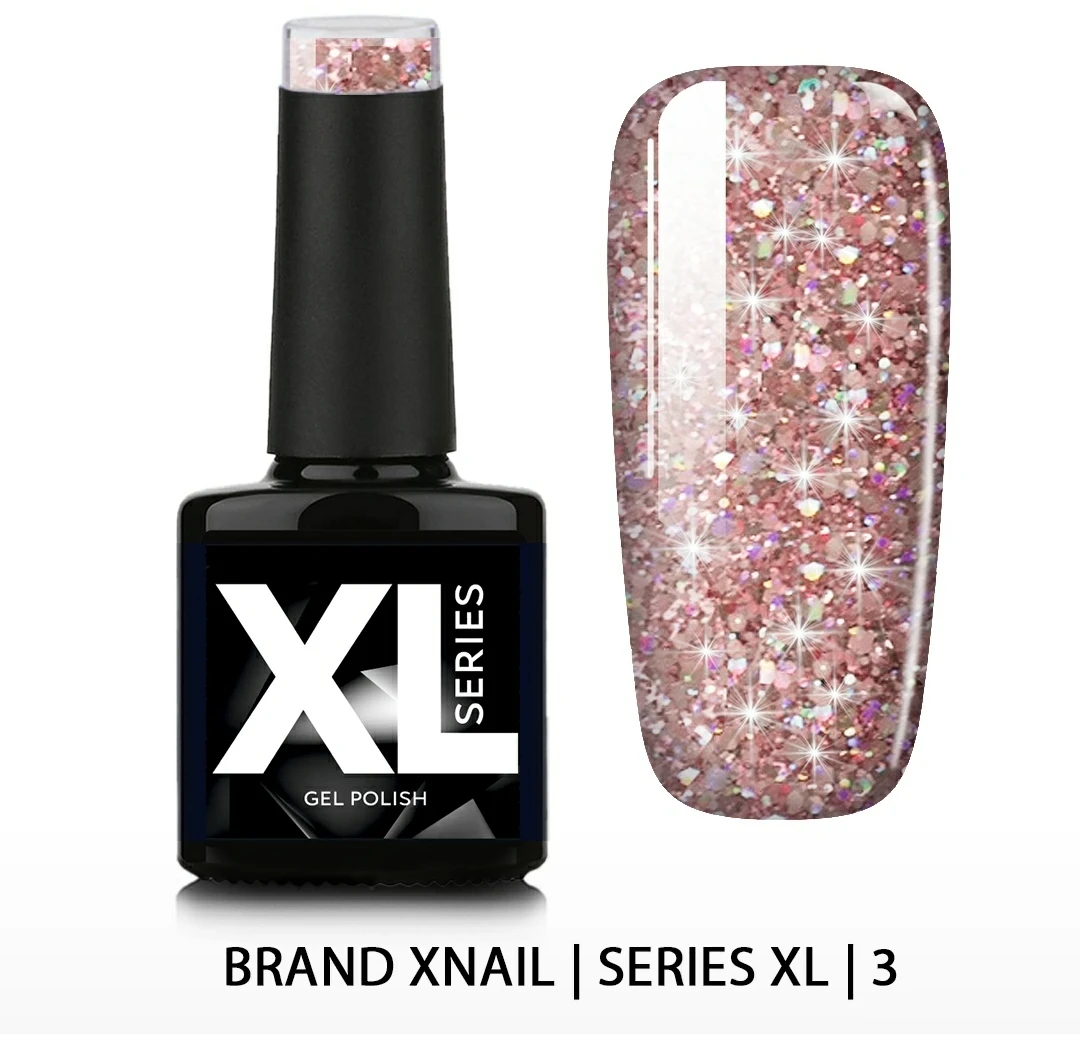 XNAIL ГЕЛЬ-ЛАК SERIES XL — С БЛЕСТКАМИ №3 10МЛ | Красота и здоровье