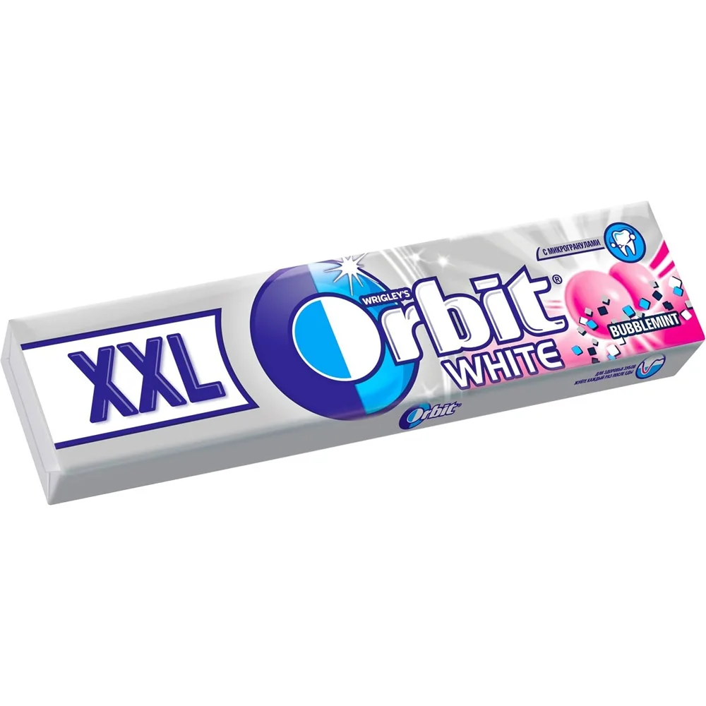 Orbit Белоснежный жевательная резинка Bubblemint XXL 20 шт 20.4 гр | Продукты