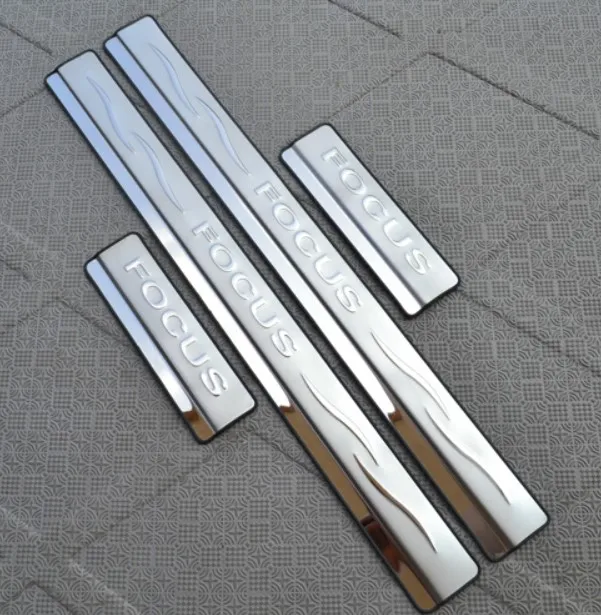 no light 4pcs Автомобильный Стайлинг из нержавеющей стали для Ford Focus 2 MK2 MK3 аксессуары 2005-2011 Авто порог Накладка защита порогов - Цвет: no light 4pcs