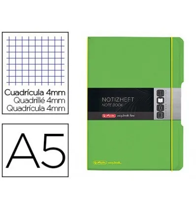 Ноутбук HERLITZ NOTE BOOK FLEX A5 полипропилен 40 листов сетка 4 мм зеленый мешочек для