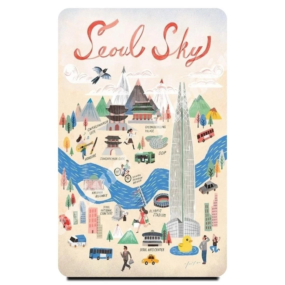 Южная Корея Сувенирный магнит Винтажный туристический плакат - купить по