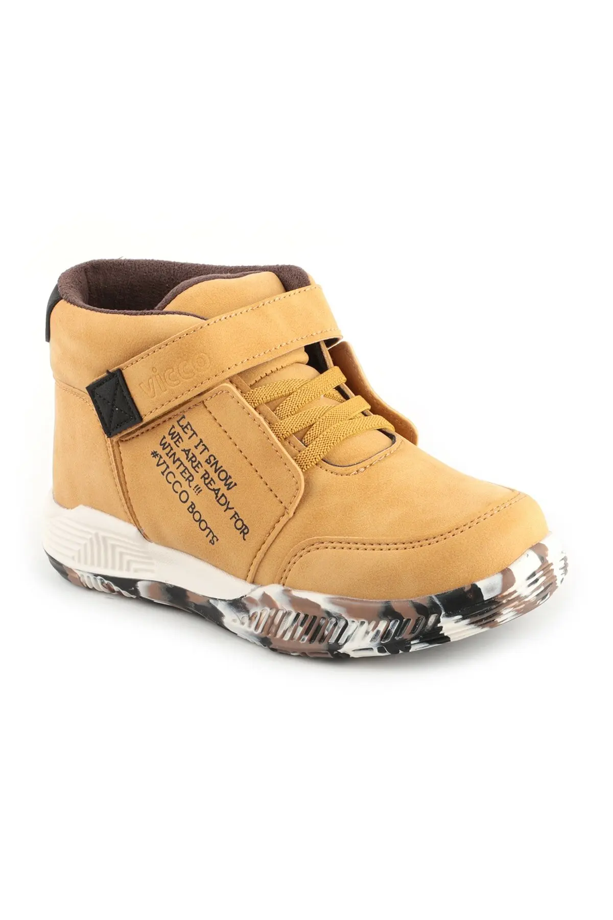 

2021 Brown Boots For Boys Kids Platform Shoes Ankle Faux Leather Velcro Warm Orthopedic Sole Quality Winter Turkey Elegant Daily