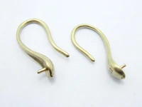 brass ear hooks earring findings 17mm raw brass earring wires with ball setting 12pcs re010