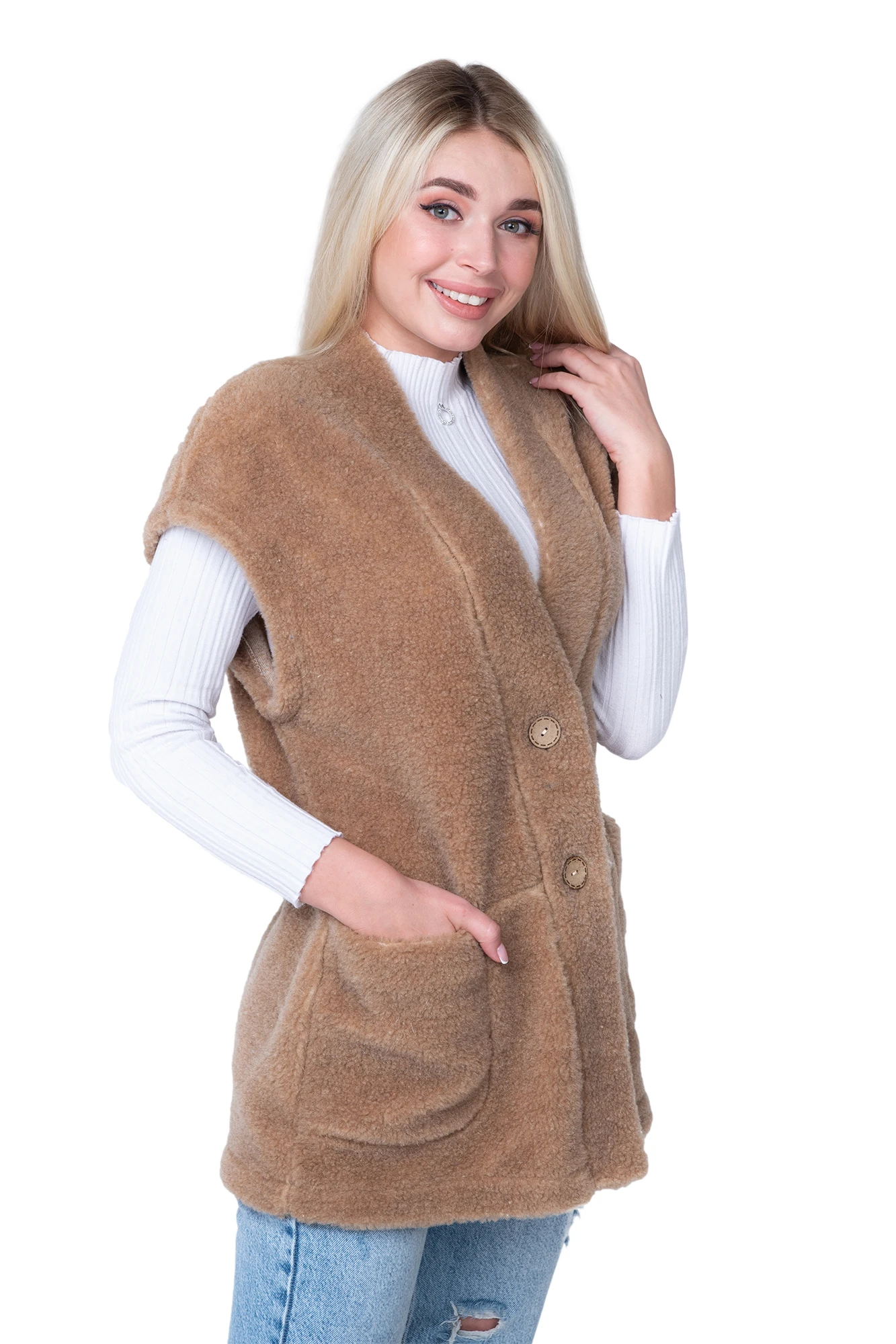 Жилет из верблюжьей шерсти CAMEL WOOL цвет camel жилет женский натуральной