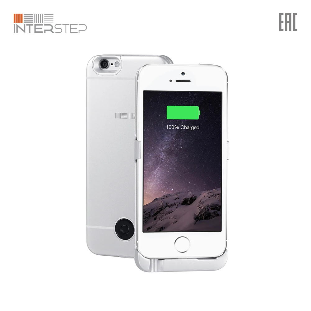 Чехол-аккумулятор INTERSTEP для iPhone 5 / SE 6 2200 мАч серебряный | Мобильные телефоны и