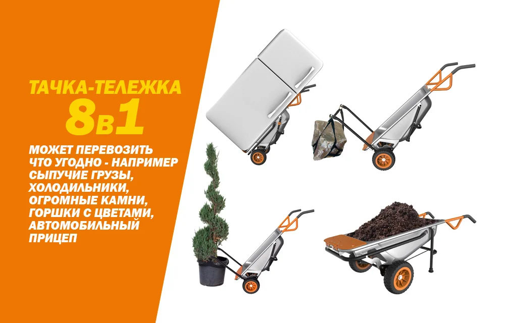 Садовая тележка WORX WG050 Aerocart