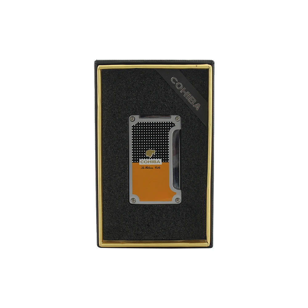 Cohiba 2 цвета ветрозащитный Singel Jet пламя Бутан газ прочный прикуриватель цинковый