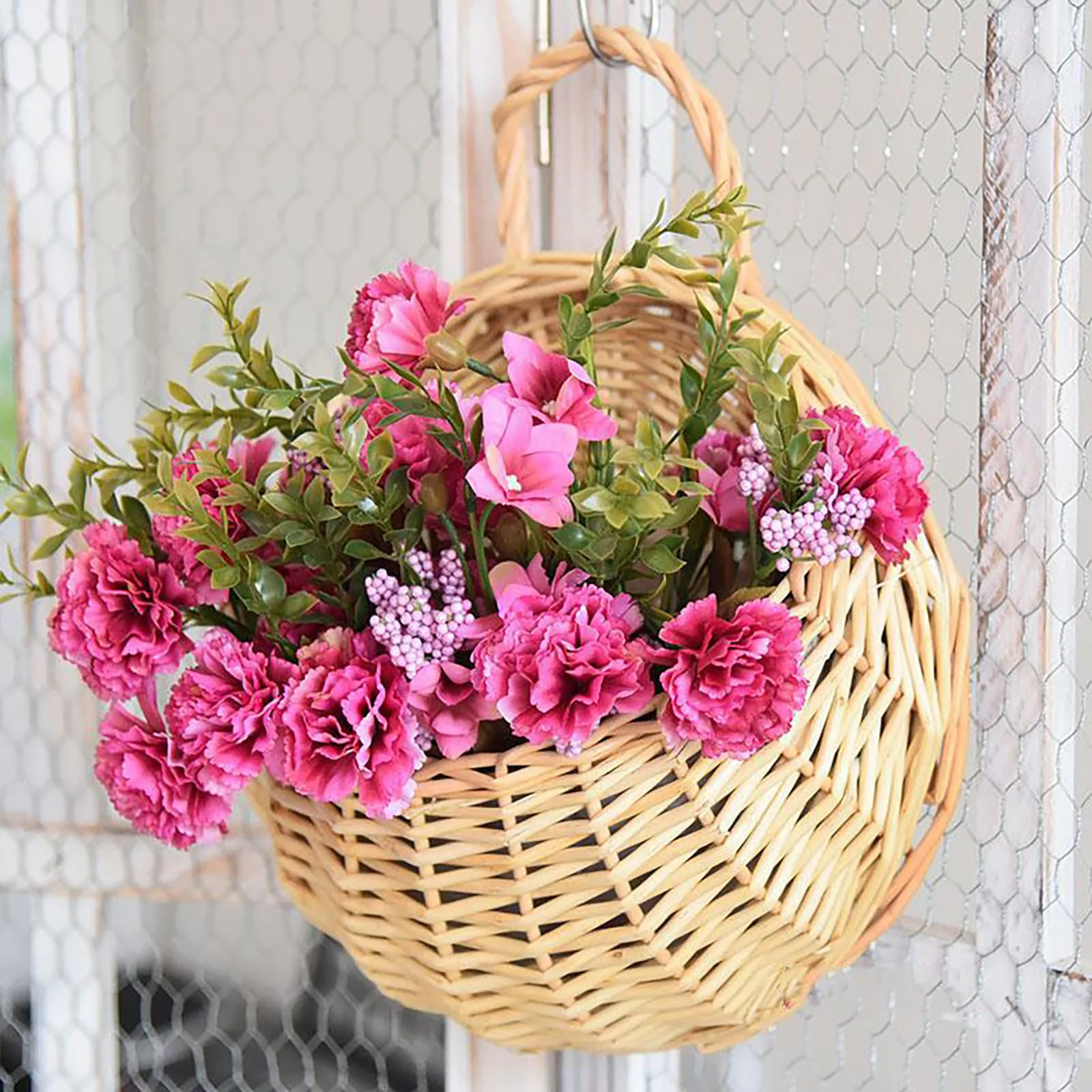 

Handmade Woven Hanging Flower Basket Storage Flower Pot Flower Planter Wall Hanging Basket Garden Planter Vine Pot