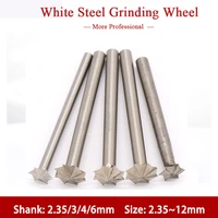 1pc 2 3512mm white steel grinding head 2 356mmshank bit wood carving root table milling cut multi page knife engraved drill