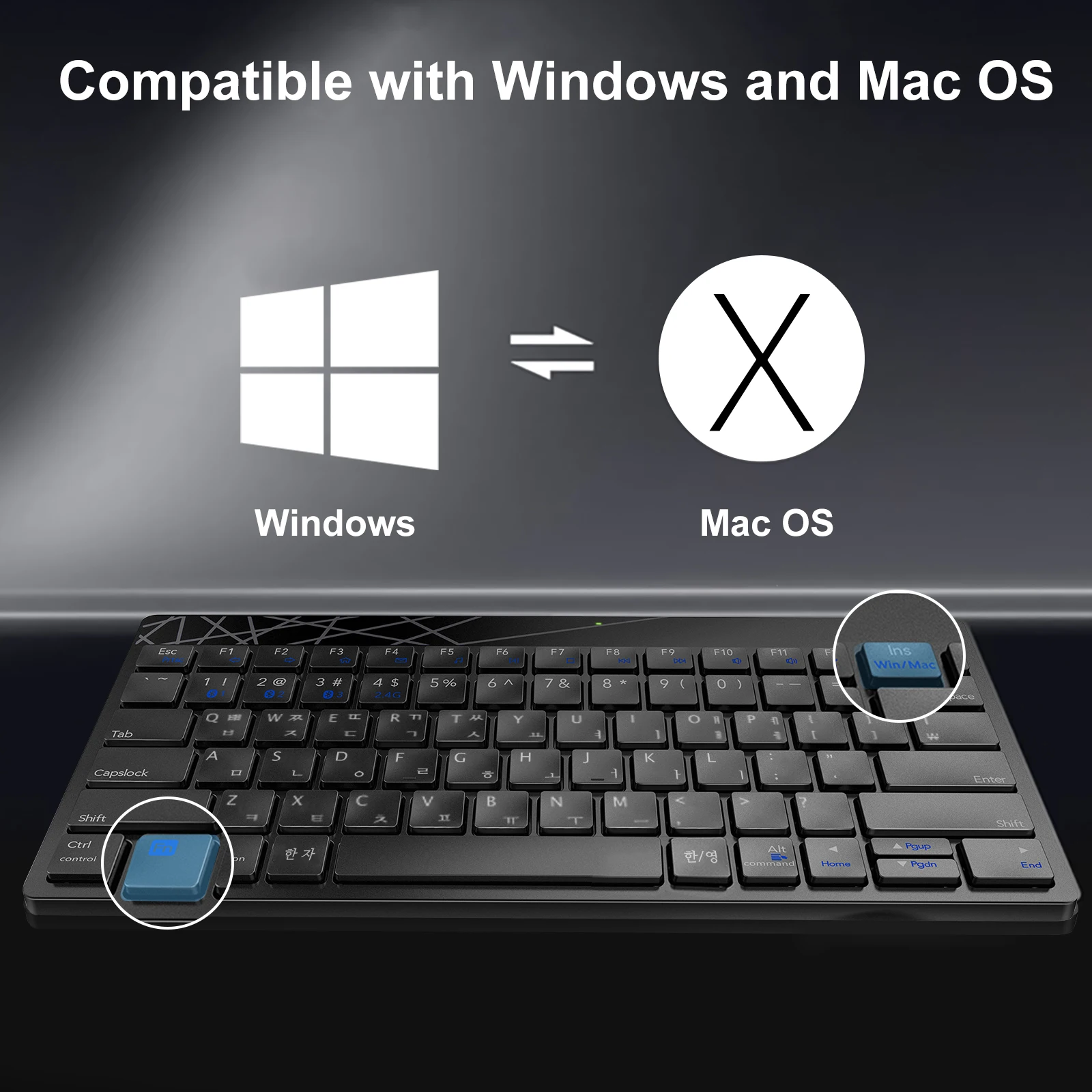 Многорежимная Беспроводная Bluetooth клавиатура и мышь Rapoo 8000T Корейская бесшумная