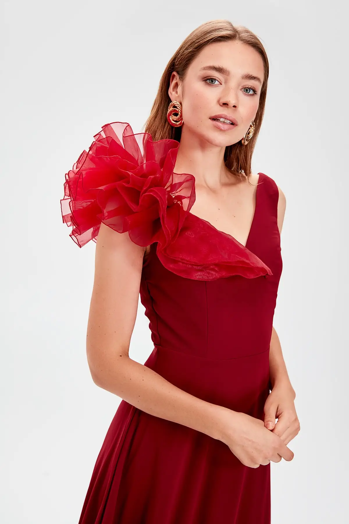 Trendyol Colar аппликация деталь вечернее платье TPRSS19AE0128|Вечерние платья| |