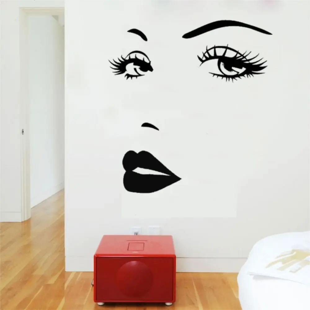 

Eye Nose Lips Silhouette Make up Wall Sticker Silhouette Decal For Beauty Salon Decoration A001648