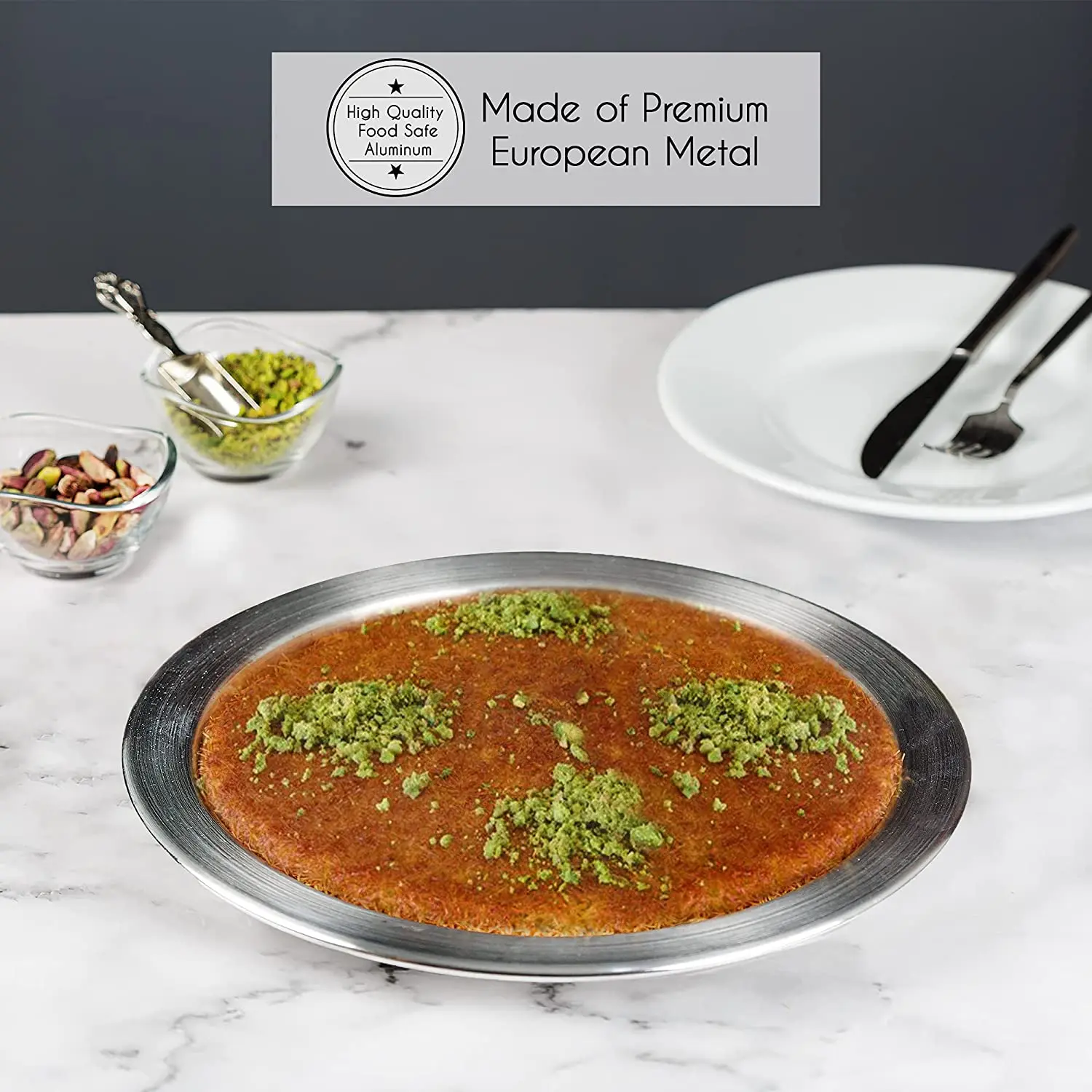 Kunefe тарелка обслуживание Презентация десерт лоток нержавеющая алюминиевая