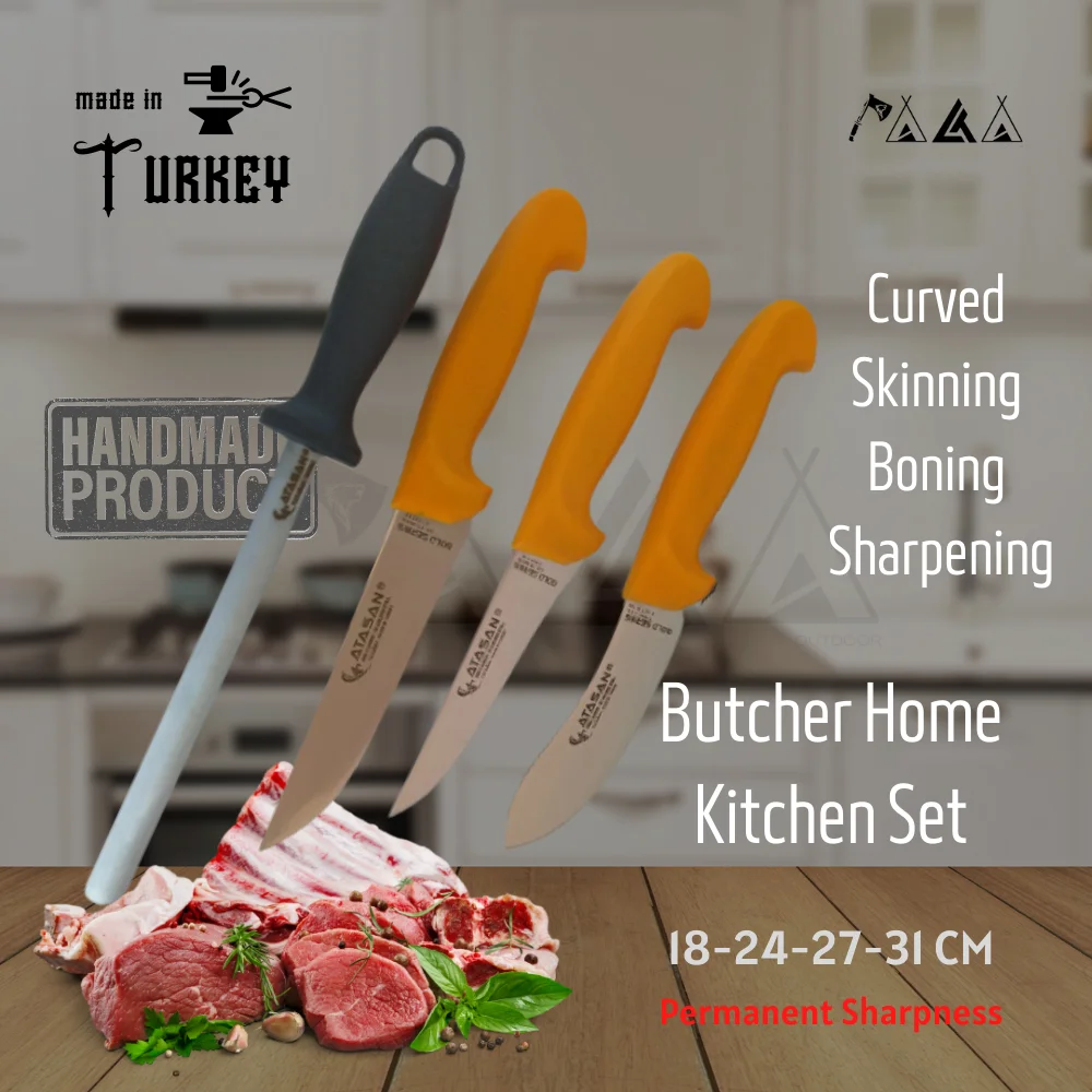 ATASAN Gold Series Butcher Home Kitchen Knives Set 2 Handmade High Quality Professional Stainless Steel Chef Knives Turkish 2021
