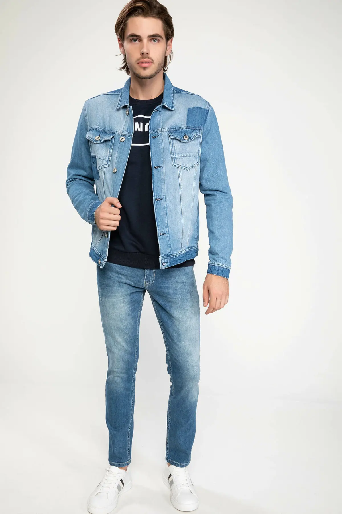 Дефакто мужские синие джинсовые пальто осенние Мужская зимняя модная верхняя