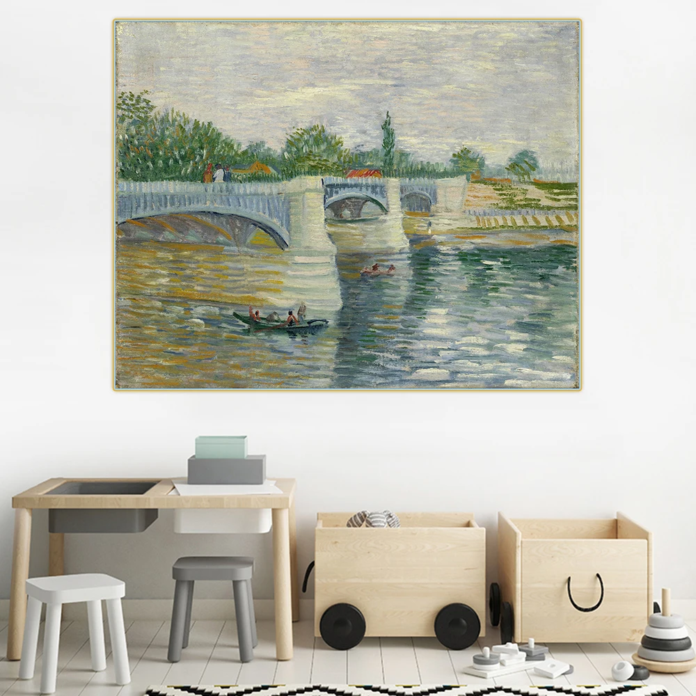 

Holover Canvas Oil Painting Van Gogh"The Seine with the Pont de la Grande Jette"Expressionism Aesthetic Wall Art Home Decoration
