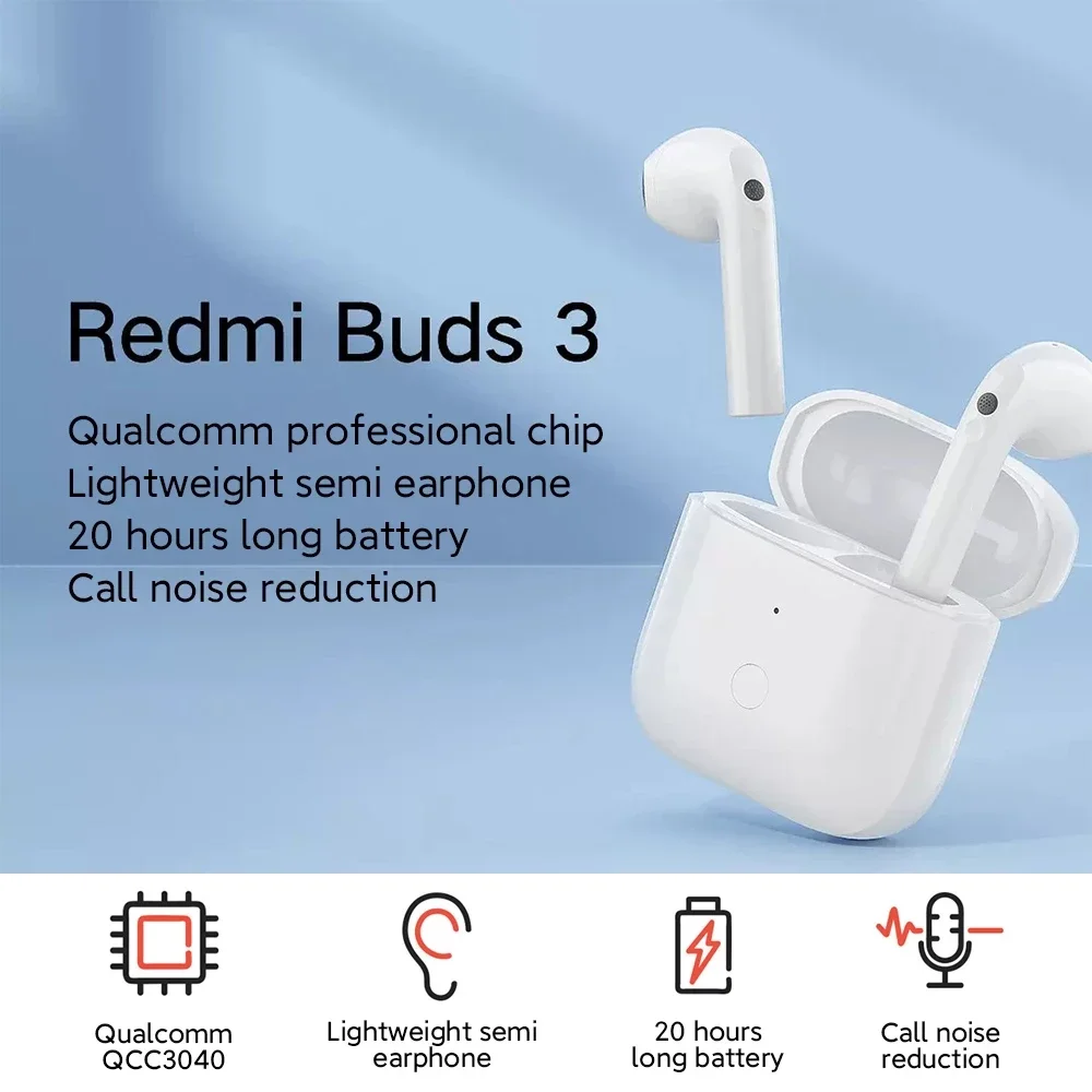Новые беспроводные наушники Xiaomi Redmi Buds 3 Bluetooth TWS с двойным микрофоном QCC 3040 чип