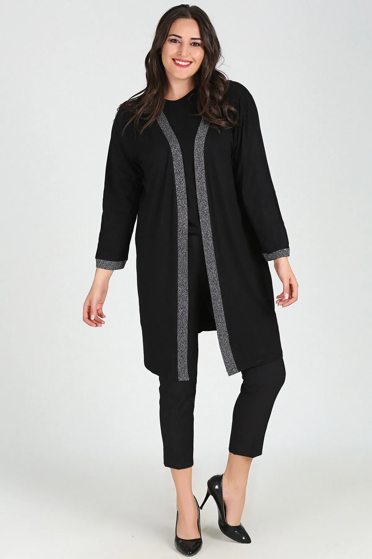 Новинка сезона модный длинный кардиган с длинным рукавом размера плюс г.