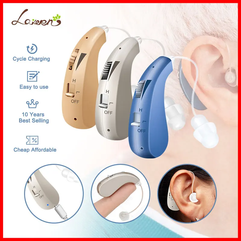 

Rechargeable Hearing Aid BTE Hearing Aids Adjustable Tone Sound Amplifier Portable Deaf Elderly audifonos Help Hearing Loss Aids
