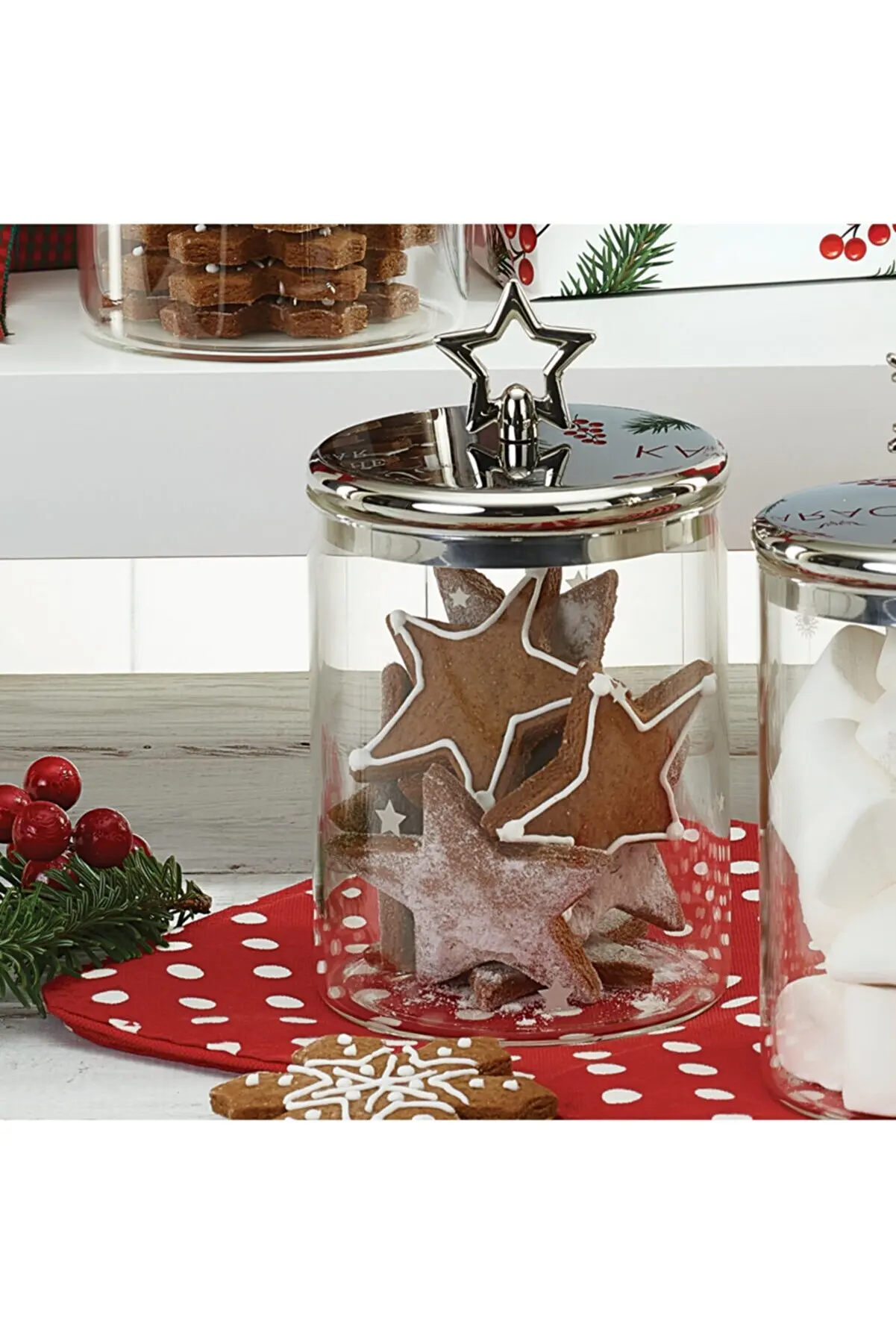 Glass Storage Canned Sugar Cans  Suger Jar with Star Steel Shape Lid Storage Food Storage Containers