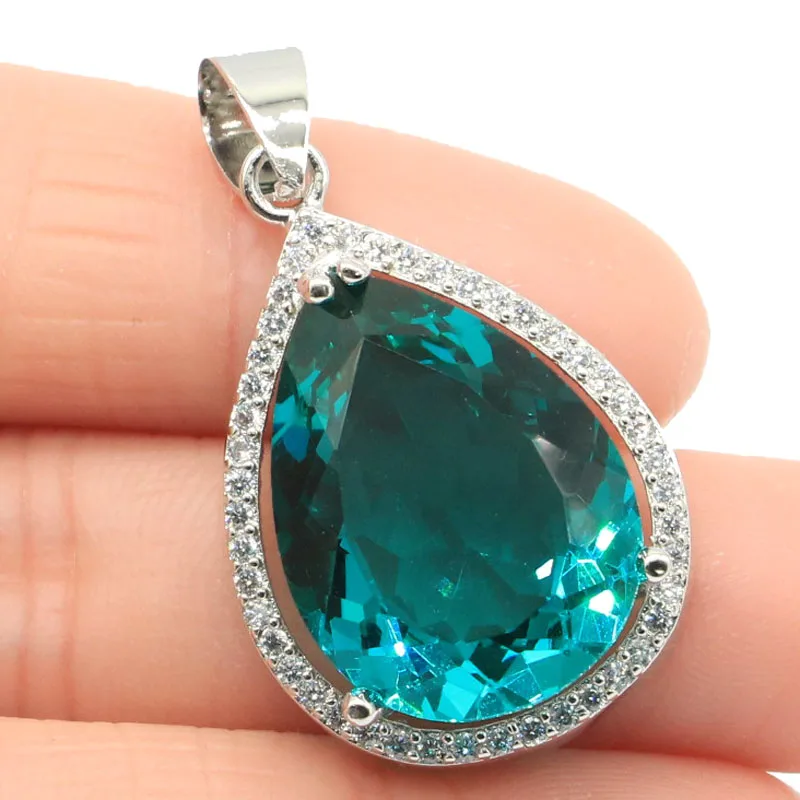 43x19 мм большой европейский дизайн ювелирный набор создан синий Аквамарин CZ для