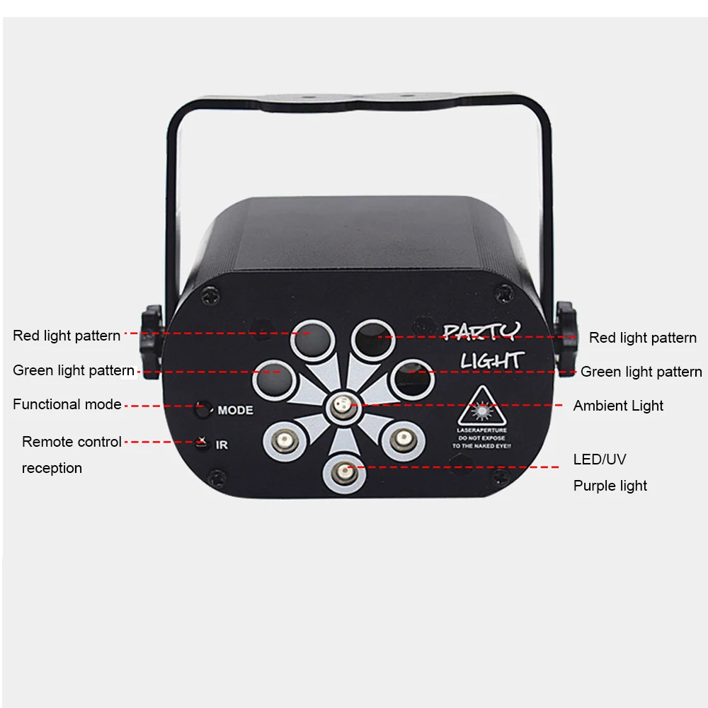 Лазерный прожектор с 8 отверстиями и 120 узорами RGB освесветильник для дискотеки