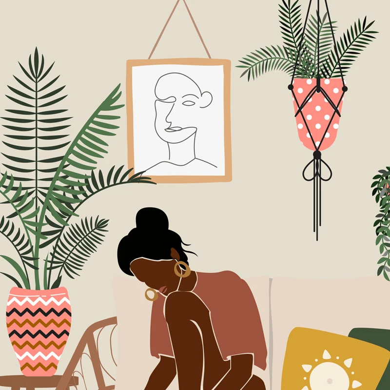 Абстрактная Женская абстрактная картина в стиле бохо с африканскими мотивами