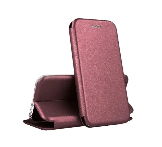 Чехол книжка бордовый для Iphone 11 с магнитным замком подставкой и отделением карт -