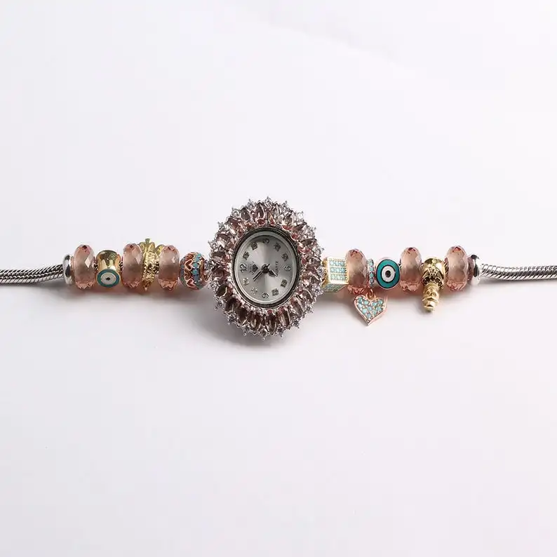 

Pandora Model Watch, Personalized Sultanite Color Channg Charm Pandora Bracelet Model Watch, Sultante Slver Luxury Watch