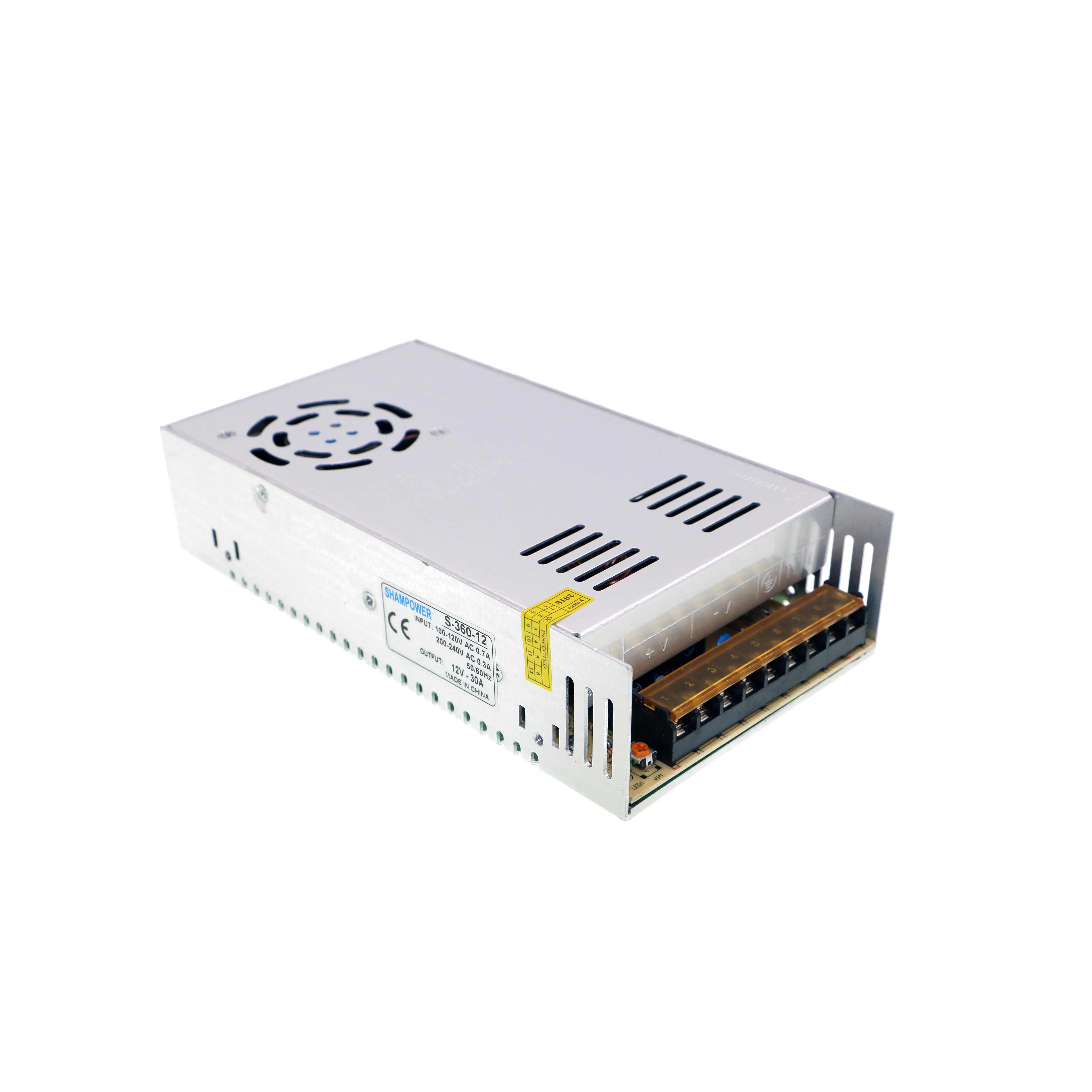 Фиктивные Мощность переключение Питание AC110V/220 V постоянного тока до DC12V1A 2A 5A 10A 15A 20A 30A 10 Вт 24 Вт 60 Вт 240 Вт 360 Вт Светодиодные ленты источник Мощность адаптироваться - Цвет: 12V 30A 360W FAN