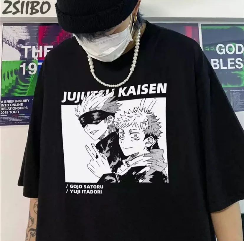 

Anime Jujutsu Kaisen Characters Black Unisex T-shirt Fashion Cotton O Neck Top Female TShirt on Street Trend 2021 New Summer