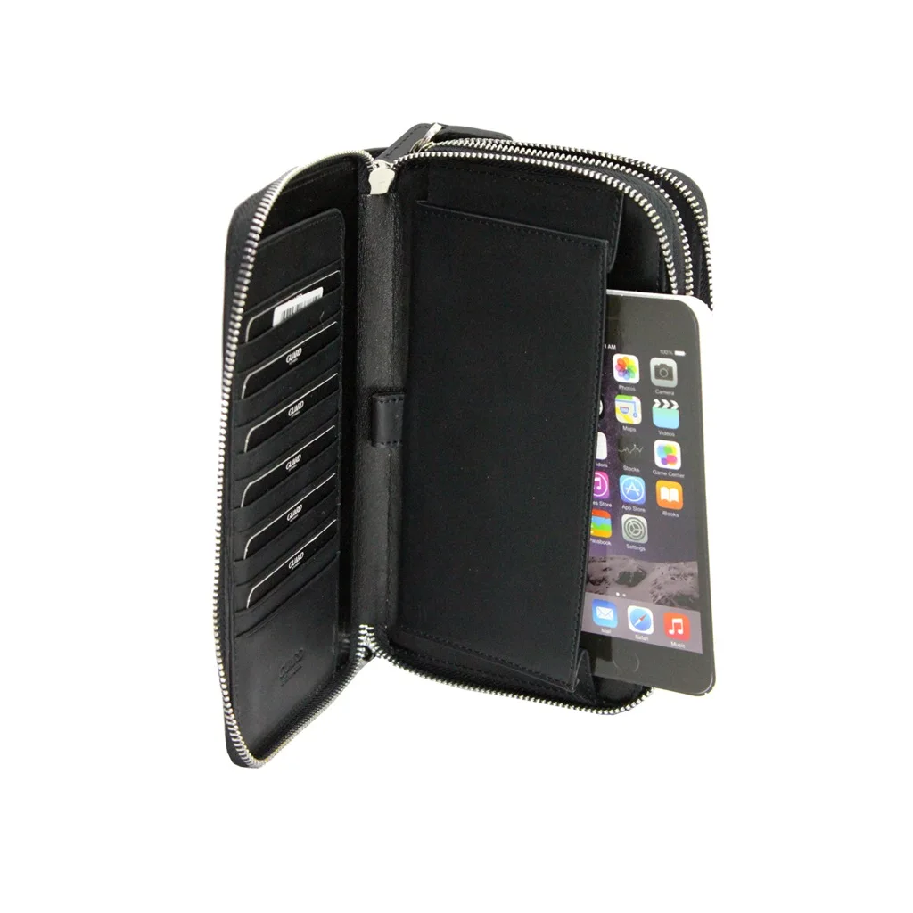 

Guard Black Genuine Leather Unisex Hand Bag Black P3031 Phone and Credit card compartment - male - woman - Unisex