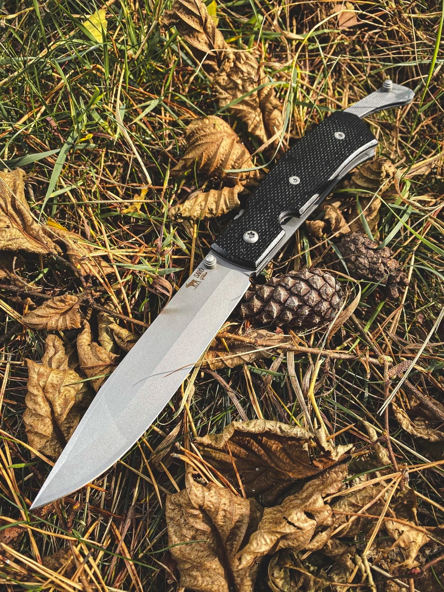 Нож складной WildWest К110 StoneWash G10 Черный Подшипники SARO